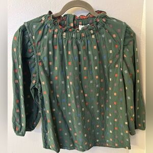 Womens RODE Multicolor Patterned Shirt 3/4 sleeve Big Button up back medium cute